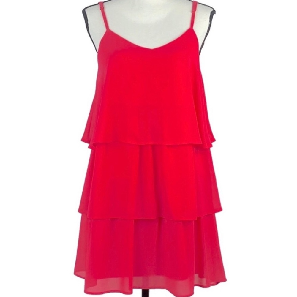 Francesca’s Pink Sleeveless Ruffle Dress